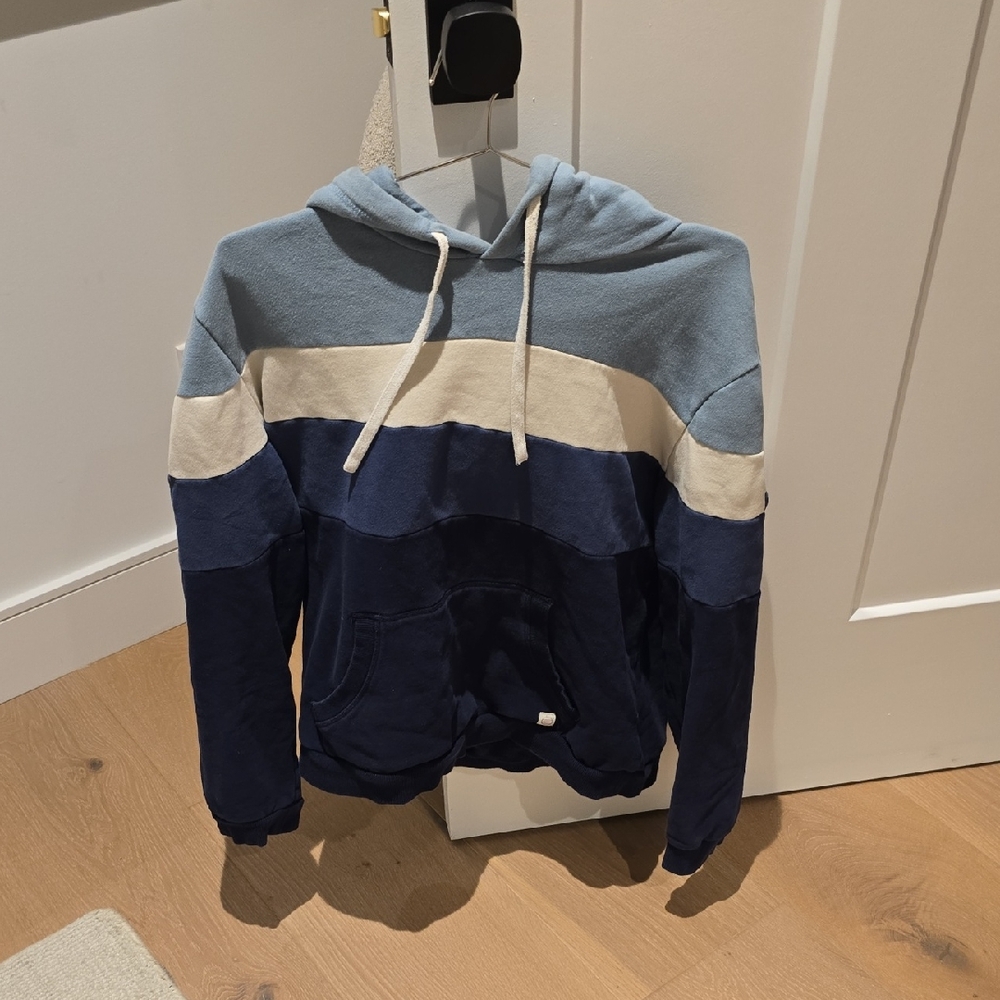 Striped Mens Blue Marine Layer Hoodie Large